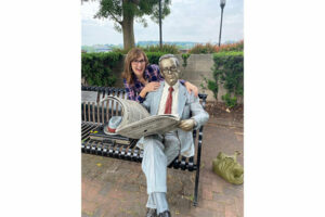 Wendy Burpee on bench with man